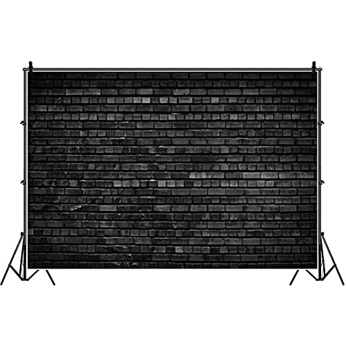 Laeacco 10x8ft Black Brick Backdrop - Dim Color Tone Rough Texture Photography Background for Eatery Basement Decoration, Wallpaper, Online Live, Adults Portraits - size: 10x8ft
