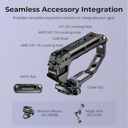 SmallRig D-Style NATO Rail Top Handle with Quick Release Clamp, Cold-Resistant Silicone Grip, 1/4"-20 & 3/8"-16 Mounting Holes for Camera, Monitor, Microphone, Versatile Handheld Rig Handle-5661