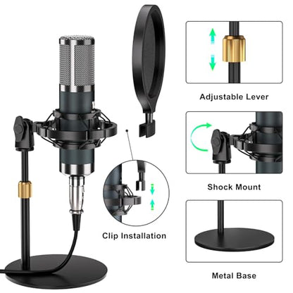 neculogy G10 Podcast Equipment Bundled with Audio Mixer Integrated Podcast Production Studio, Equipped with P15 Microphone, Used for Live Streaming, Podcast Recording PC,YouTube Recording