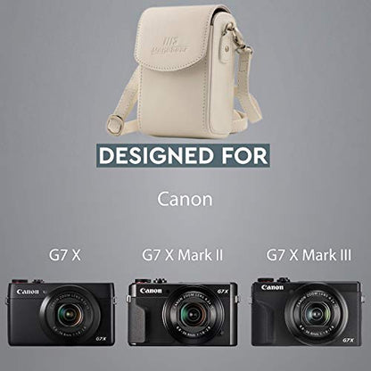 Mega Gear MG1416 Canon PowerShot G7 X Mark II, G7 X Leather Camera Case with Strap, PU Leather, White - color: White