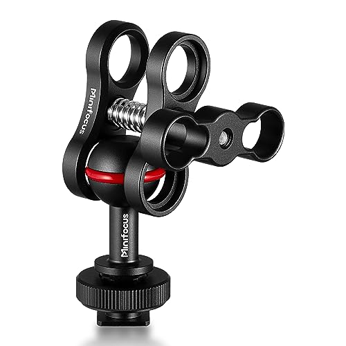 MINIFOCUS 1'' Ball Clamp Mount with Cold Shoe Ball Mount Head Base Adapter Connector for Diving Light Arm Underwater Camera Waterproof Housings Case Video/Flash/Strobe Hot Shoes - color: Cold Shoe&Clamp