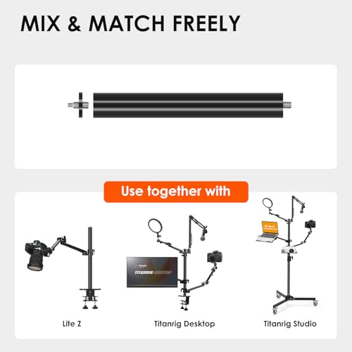 TARION Modular Base Extension Rod - 21.6"/55cm Extension Pole Set (2× 10.8" Sections) Compatible with Titanrig Lite Z, Desktop, Studio, Cart Products - size: Base Rod 21.6" / 55cm