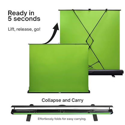 [Wide Version] Pixio Green Screen Extra Large Backdrop 78" L x 78" W - Free Standing, Portable, Collapsible, Auto-Locking Green Screen Background for Photoshoots, Filming, Streaming, TikTok, Zoom