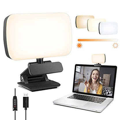 Video Conference Lighting, Webcam Lighting for Remote Working, Zoom Lighting for Laptop/Computer, Zoom Calls, Live Streaming, Self Broadcasting, Video Light for Zoom Meeting with Sturdy Clip