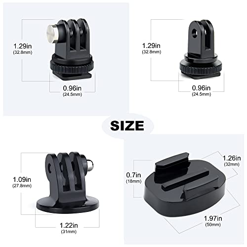 Quick Release Tripod Mount Adapter and Cold Shoe to Tripod Mount Convertor Accessories Kit for GoPro Hero 13 12 11 10 9 8 7 6 5 4 3 DJI OSMO SJCAM Xiaoyi and Most Action Cameras
