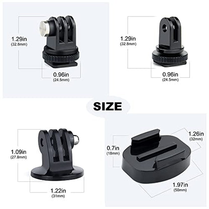 Quick Release Tripod Mount Adapter and Cold Shoe to Tripod Mount Convertor Accessories Kit for GoPro Hero 13 12 11 10 9 8 7 6 5 4 3 DJI OSMO SJCAM Xiaoyi and Most Action Cameras