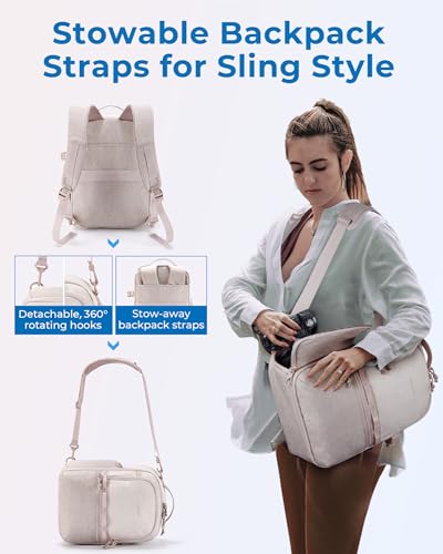 BAGSMART Small Camera Backpack, DSLR SLR Camera Bags for Photographers Compatible for Sony Canon Nikon, Shoulder Strap 2-in-1 Anti-theft Travel Backpack Fits 12.9 Inch, Camel - color: Camel