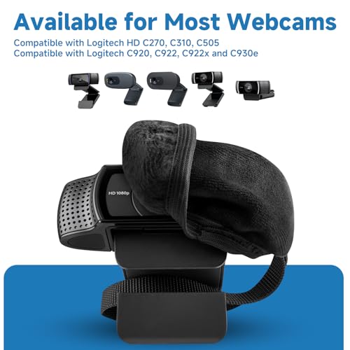 Webcam Privacy Cover Compatible with Logitech C922x C922 C920 | Fabric Streaming Web Camera Dust Cover, Compatible with C505 C310 C270, Black, for External Webcam Lens, Black, Pack of 2