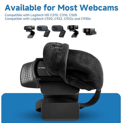 Webcam Privacy Cover Compatible with Logitech C922x C922 C920 | Fabric Streaming Web Camera Dust Cover, Compatible with C505 C310 C270, Black, for External Webcam Lens, Black, Pack of 2