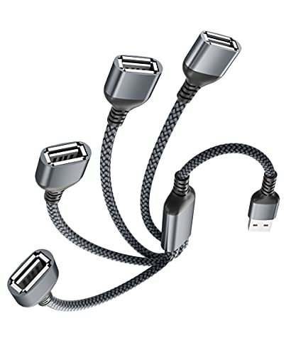 Elebase USB Splitter 1 in 4 Out for PS5,USB Charger Splitter Y Cable 1FT,Multi Port USBA Extension Cord,Multiport 2/3/4 Out Data Charging Split Adapter for Keyboard,Mouse,TV,Laptop,Xbox Series X/S - color: Grey, size: 1 ft