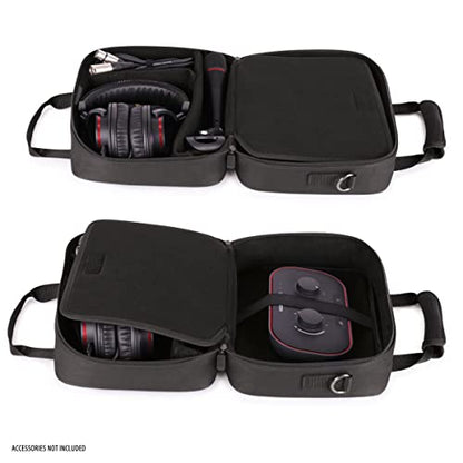 USA Gear Audio Interface Case Fits Zoom PodTrak P4, PodTrak P2, Focusrite Vocaster One, PreSonus Revelator io44 & more Podcast Interfaces - Padded Customizable Interior, Shoulder Strap (Black) - color: Black