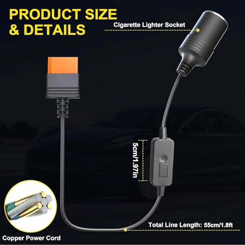 TAIFU 12V SDC to Car Charger Plug Power Cable Replacement for DJI Power 2000/1000V2/1000/500 Portable Power Station Cigarette Lighter Plug 1024Wh / 2048Wh Solar Generator Power Cord