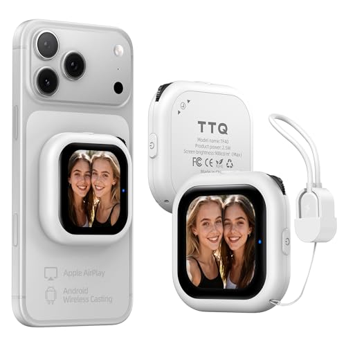 Wireless Vlog Selfie Monitor Screen with AMOLED Display, 4K Phone Vlog Selfie Monitor Screen Bluetooth Remote, Magnetic Back Camera Monitor for Vlog Live Stream TikTok, Compatible with iPhone/Android - color: White