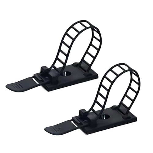 50PCS Adjustable Cable Tie Mounts – Adhesive Cord Clips with Screw Hole, Reusable Cable Organizer for Desk TV PC Gaming Wire Management, Black – Cable Tie Up