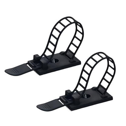 50PCS Adjustable Cable Tie Mounts – Adhesive Cord Clips with Screw Hole, Reusable Cable Organizer for Desk TV PC Gaming Wire Management, Black – Cable Tie Up
