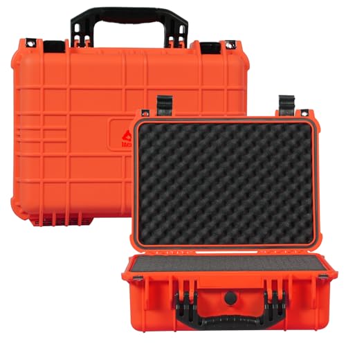 Jack Boss 16x 12.8x 6.8 Inch Hard Case, Portable Weather Waterproof Protective Camera Case with Customizable Foam, Fit Use of Drones, Camera, Equipments, Orange - color: ORANGE, size: 16x12.8x6.8"