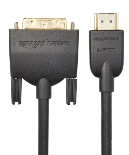 Amazon Basics HDMI to DVI Adapter Cable, Bi-Directional 1080P, Gold-Plated, 6 ft/1.8 m, Easy to Install, Black - size: 6 ft, style: 1-Pack