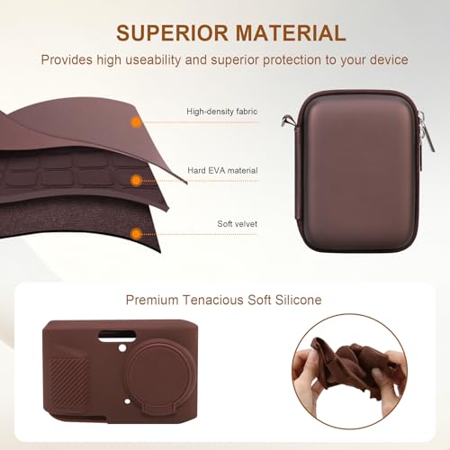 Case for Kodak PIXPRO FZ45 Digital Camera (Hard Case + Soft Silicone Cover) | Kodak PIXPRO FZ45 Digital Camera Hard Carrying Case and Soft Silicone Protective Case with Removable Lens Cover, Brown - color: Brown