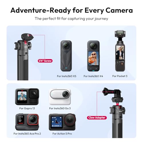 ULANZI MT-16 2-in-1 Mini Tripod Selfie Stick for iPhone Camera Mount, 360° Ball Head & Cold Shoe, Lightweight Tripod Stand for iPhone 17-12 Series/DJI Osmo/Insta360, Action Cam, Vlogging, Travel, DSLR