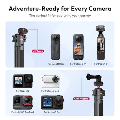 ULANZI MT-16 2-in-1 Mini Tripod Selfie Stick for iPhone Camera Mount, 360° Ball Head & Cold Shoe, Lightweight Tripod Stand for iPhone 17-12 Series/DJI Osmo/Insta360, Action Cam, Vlogging, Travel, DSLR