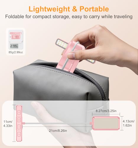 Gritin 2026 Gen 2 Book Light for Reading- 32 Eye Caring Full Spectrum LED | 5 Colors & 5 Brightness, Adjustable Wide/Narrow Beam, Upgrade 1500mAh Long-Lasting Rechargeable Clip on Light-Pink - color: Pink