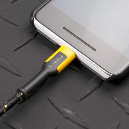 DEWALT Heavy Duty USB to Micro-USB Cable, Jobsite Micro USB Connector Cable, High Speed Charging Cord for Compatible Android Phones, Cameras, Legacy Devices, 10 ft (Black) - size: 10 Foot