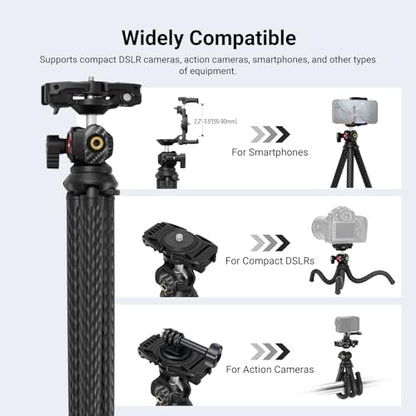NEEWER Flexible Phone Tripod, Small Mini Camera Webcam Desk Stand, Phone Holder & Action Camera Mount Adapter Compatible with iPhone GoPro DJI Pocket 4 3 Xtra Muse Insta360 for Video Recording, TP34