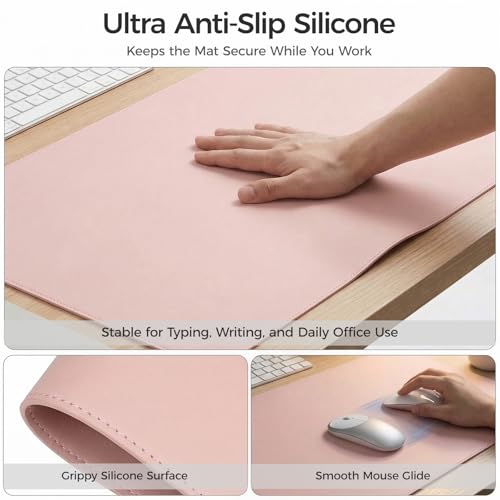 Silicone Desk Mat for Minimal, Creative, Vanity Desk – Reduces Glare, Comfortable Viewing – Writable, Non-Slip, Waterproof, Roll-Up – Food-Grade Platinum-Cured Silicone, Gift Tube（Blush Pink） - color: Blush Pink