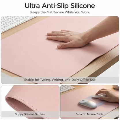 Silicone Desk Mat for Minimal, Creative, Vanity Desk – Reduces Glare, Comfortable Viewing – Writable, Non-Slip, Waterproof, Roll-Up – Food-Grade Platinum-Cured Silicone, Gift Tube（Blush Pink） - color: Blush Pink