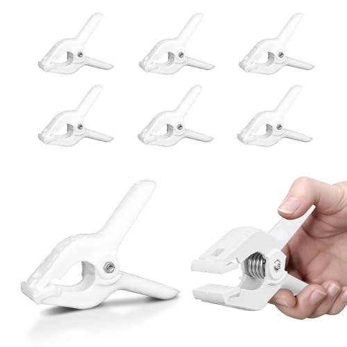 EMART 6 Pack Heavy Duty Spring Clamps, 4.5 inch Plastic Photo Booth Backdrop Clips Clamps for Backdrop Stand, Photography Studio, Photoshoot, Woodworking, Balloon Arch, Crafts, Pool Cover-White