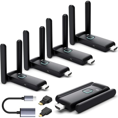 Wireless HDMI 4 Receivers and Transmitter,Up to 6 RXs,No Hot,Extender Plug and Play,165FT/50M,2.4/5G Wirelessly Simultaneous Expansion for Multiple Screens from Laptop and Camera to TVs,Projectors - size: 4*RX+1*TX