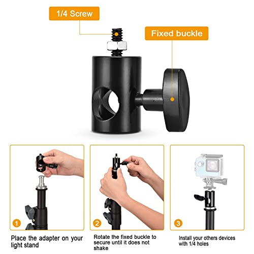 4PCS Light Stand Adapter Aluminum Rapid Adapter | 1/4" Screw, DSLR Mount Bracket, Multi Functional, Photo Studio, Light Stand Tip Boom Arm