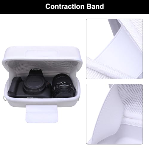 LTGEM Camera Case for Canon EOS Rebel T7 / R50 / R100 / R50 V / T6 / R8 / R10 / RP / SL3 / R5 / T100 DSLR SLR Camera and 18-55mm/18-45mm Lens with Shoulder Strap, White - color: White