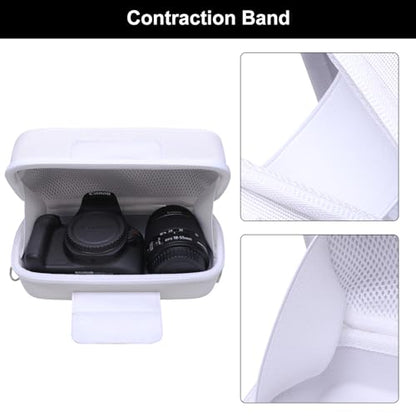 LTGEM Camera Case for Canon EOS Rebel T7 / R50 / R100 / R50 V / T6 / R8 / R10 / RP / SL3 / R5 / T100 DSLR SLR Camera and 18-55mm/18-45mm Lens with Shoulder Strap, White - color: White