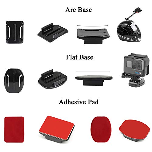 Universal Action Camera Accessory Kit for GoPro Hero 13 12 11 10 9 8 Go pro Max 2 Insta360 X5/X4/X3 DJI OSMO Action 6 5 Pro Pocket 4 3 360 Cam, Motorcycle Helmet Base Adhesive Tripod Adapter Mount