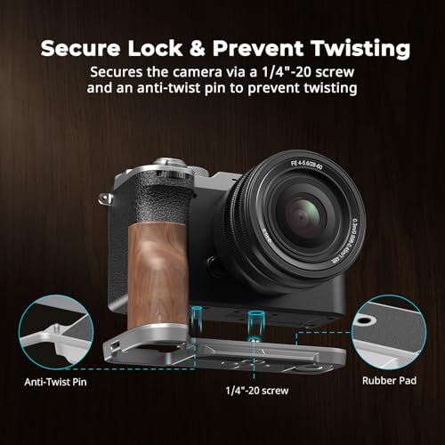 SmallRig A7C II / A7CR Handgrip L-Shape Grip for Sony Alpha 7C II/Alpha 7CR, Quick Release Plate for Arca, Lightweight Wooden Side Handle, for Quickly Switch on Tripods/Handheld Shooting - 4796B - style: Wooden Grip