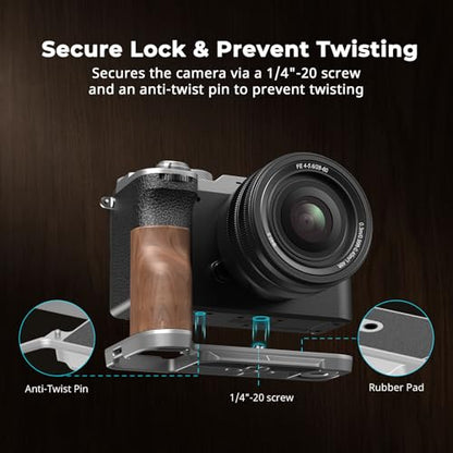SmallRig A7C II / A7CR Handgrip L-Shape Grip for Sony Alpha 7C II/Alpha 7CR, Quick Release Plate for Arca, Lightweight Wooden Side Handle, for Quickly Switch on Tripods/Handheld Shooting - 4796B - style: Wooden Grip
