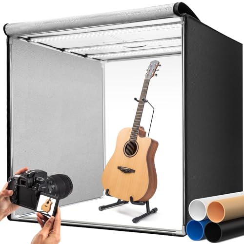 DUCLUS Light Box Photography 39×39 inch, 210 LED Large Photo Light Box with 3 Stepless Dimming Light Panels & 4 Matte PP Backdrops, Professional Photo Background Shooting Tent for Product Photography - size: 39*39 inch