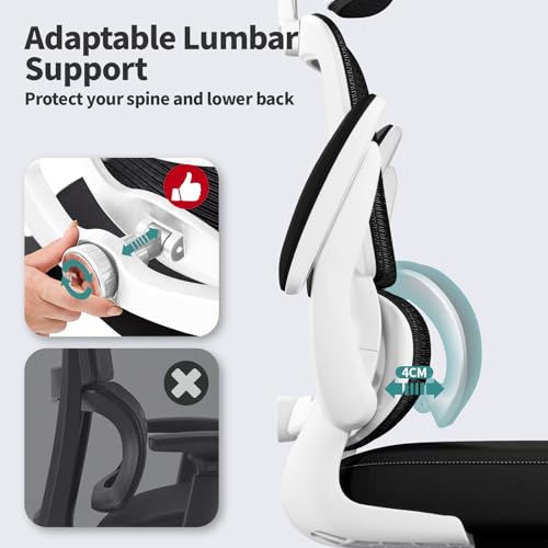 TRALT Office Chair Ergonomic Desk Chair, 330 LBS Home Mesh Office Desk Chairs with Wheels, Comfortable Gaming Chairs (1, Black & White) - color: Black & White