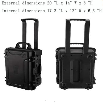 20" L x 13" W x 8" H Large Hard Case with Foam, Portable Rolling Hard Case with Wheels, Waterproof Shockproof Dustproof, Suitable for Cameras, Lenses, Camcorder, Instrument, Telescopes - size: 20 Inch