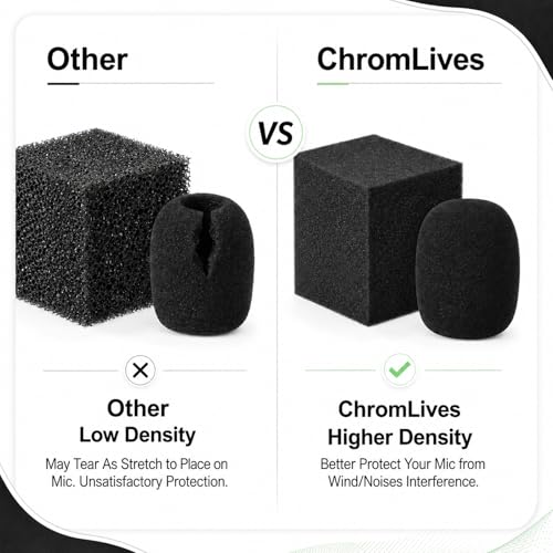 50 Pcs Headset Mic Foam Cover, Microphone Foam Overs, Microphone Foams Covers for Lavalier & Headset Microphones, Noise Reduction Sponge Material, Black