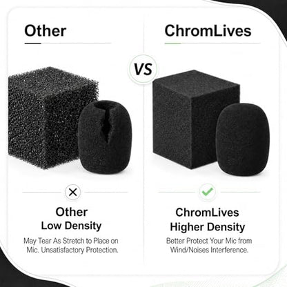 50 Pcs Headset Mic Foam Cover, Microphone Foam Overs, Microphone Foams Covers for Lavalier & Headset Microphones, Noise Reduction Sponge Material, Black
