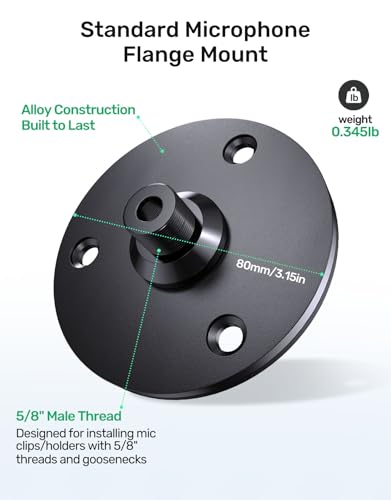 Mic Podium Flange Mounts with Pad, 5/8" Thread Microphone Gooseneck Table Stand, Sturdy Metal Wall Mountable Mic Flange Mount Bracket, Ideal for Podium Mic Stand and Various Settings, Black - size: 1 PC