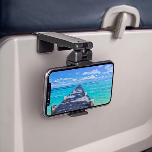 Perilogics Universal in Flight Airplane Phone Holder Mount. Hands Free Viewing with Multi-Directional Dual 360 Degree Rotation. Pocket Size Must Have Airplane Travel Essential Accessory for Flying - color: Black