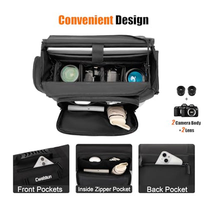 Cwatcun Camera Sling Bag, Waterproof Multifunction Photography Tactica Camera Crossbody Bag with Tripod Holder & Removable Accessory Bags for DSLR/SLR/Mirrorless Cameras - Large - size: Large