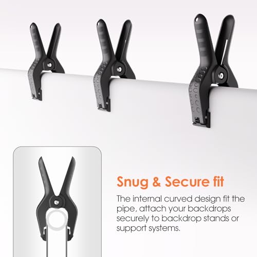 Backdrop Clamps Clips - 4.5in - Spring Clamps for Backdrop Stand, 8 Pack Black Heavy Duty Plastic Muslin Photo Clamp for Photography Photobooth, Balloon Arch, Woodworking - size: 4.5in