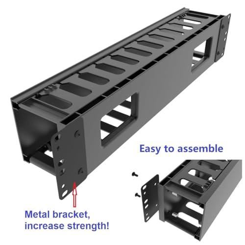 2 Pack of 2U Plastic Cable Management Organizer 12 Slots Horizontal 19" Rack Mount Cable Manager Disassembled