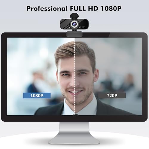 Gozvrpus USB HD Webcam with Built-in Microphone and Rotatable Tripod, 1080P Video, Wide Angle Camera, Privacy Cover, for Desktop PC or Laptop Computer （Grey） - color: grey