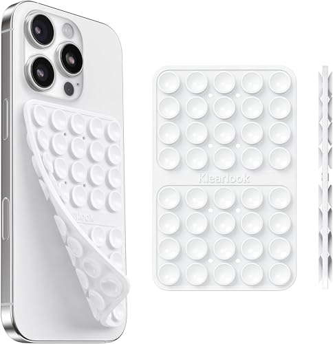 Klearlook Silicone Suction Cup Phone Case Mount Double Sided, Silicon Sticky Phone Grip with Higher Suction for Cell Phone, Hands-Free Phone Accessories Holder for Selfies and Videos, White - color: Classic White