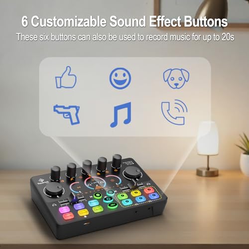 Podcast Equipment Bundle for 2, RGB Mixer with Premium 48V XLR Condenser Microphone Micro-SD card, Surround Sound, for Live Streaming/TikTok/YouTube, Compatible with iOS,Android,PC,Camera RS2i2 - style: Audio interface+ 2 condenser mics